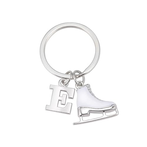 LIKGREAT Ice Skate Keychain Figure Skating Keychains Initial Ice Skating