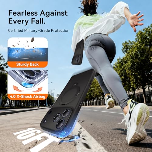 360ยฐ Spin Magnetic Stand for iPhone 17 Pro Case, Fit for MagSafe, All Around 4X Military-Grade Protection, Full Camera Protection,Anti-Slip Slim Phone Case for iPhone 17 Pro 6.3", Midnight Black by Peerock - Used condition - Image 8