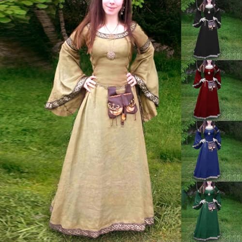 Vestido medieval gótico transpirable con mangas largas ajustables 3