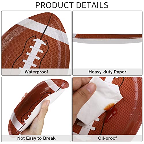 Adxco AX2675 50 Pieces Football Shaped Disposable Paper Plates Football Party Plates Football Party Supplies thumb #2