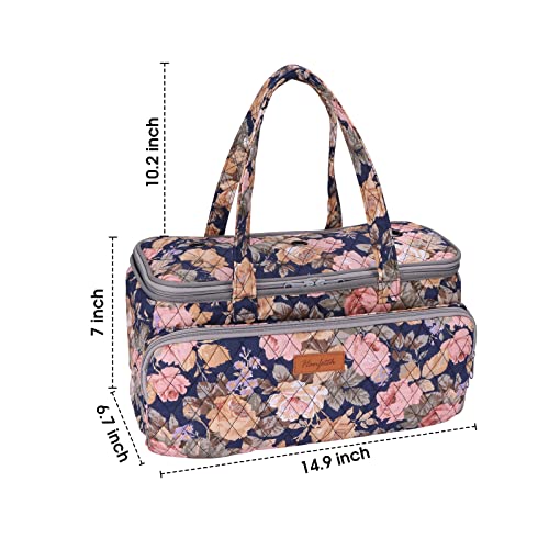 Image of Yarn Bag-Large Size-Yarn Storage Organizer with Grommets-Portable Crochet Bag for Yarn Skeins-Crochet Hooks-Knitting Needles -Other Accessories (Peony)