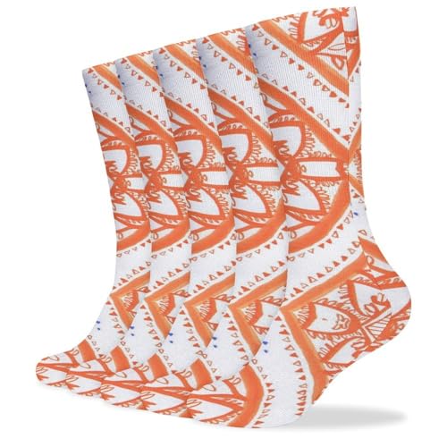 LMXFCSR Neutral Beige Bohemian Breathable Athletic Crew Socks 5 Pairs - Moisture Wicking Lightweight Socks for Men And Women, Comfortable Everyday Casual Socks for Home, Office, All Seasons