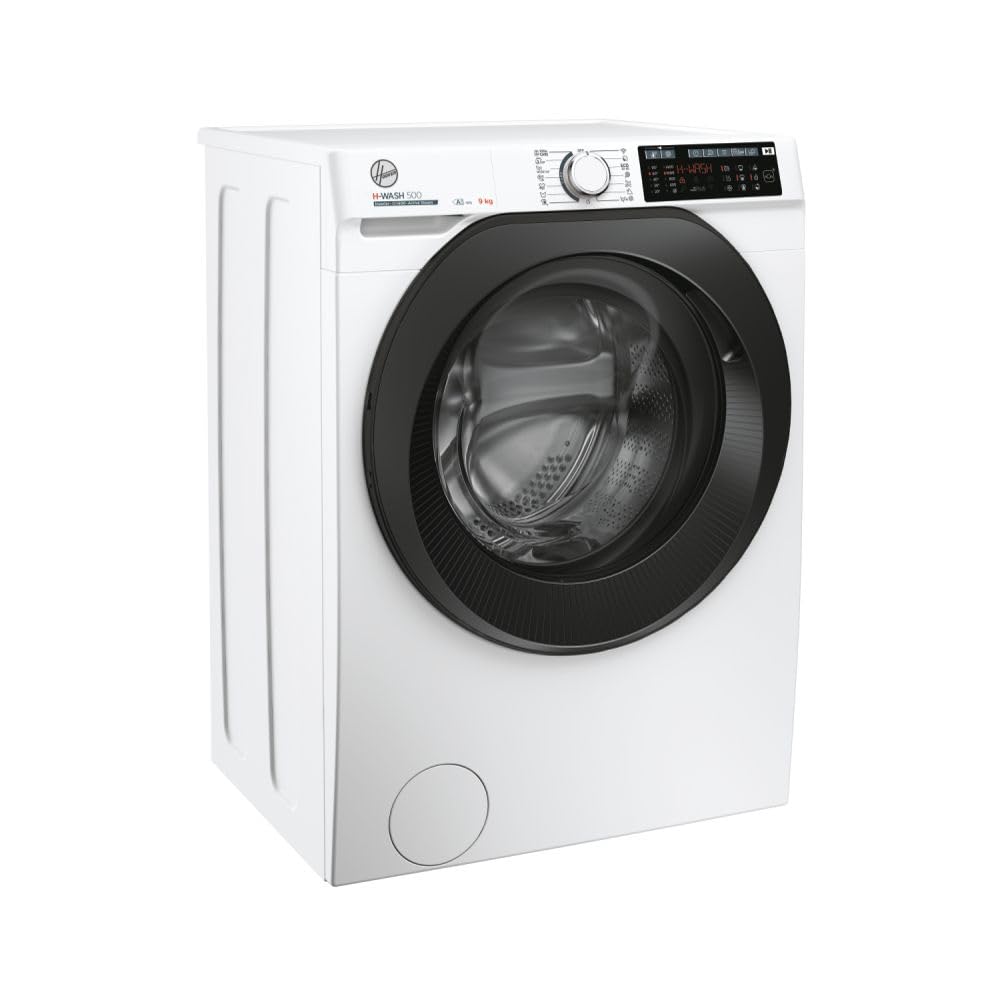 Hoover H-WASH 500 pralka 9 kg, wolnostojąca, ładowana z przodu, klasa A-15%, 1400 obr./min, Wi-Fi + BLE, aplikacja hOn, silnik falownika BPM, 54 x 85 x 60 cm (szer. x wys. x gł.) cm), biały-HW49AMBC7