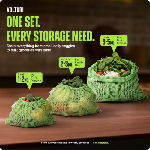 VOLTURI Vegetable Bag for Fridge (6 pcs), Fridge Storage bags with Drawstrings, 100% Cotton Vegetable Storage Bags for Refrigerator, Keeps Veggies Fresh Longer, Eco-Friendly Fridge Bag thumbnail 12