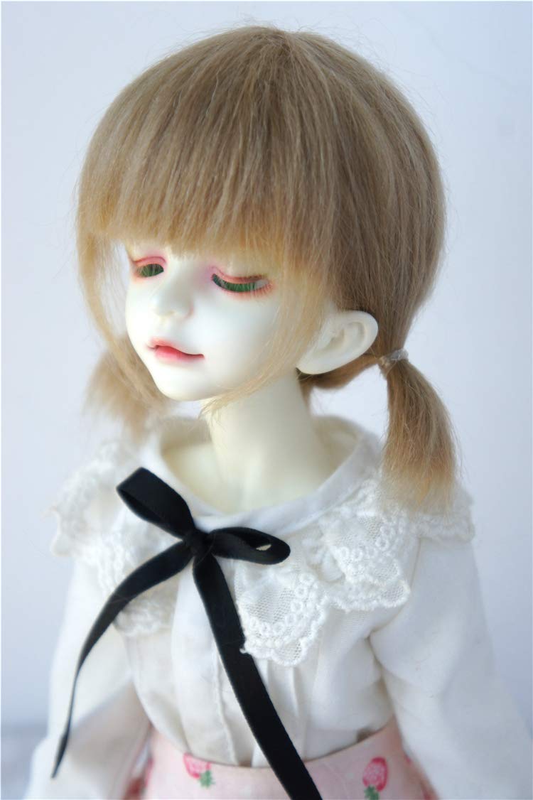 JD446 7-8inch 1/4 MSD Short Twins Pony Mohair Doll Wigs (Ash Brown)