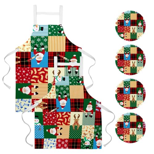 Tablier de cuisine pour restaurant et bar au design soigné animaux de Noël multicolore