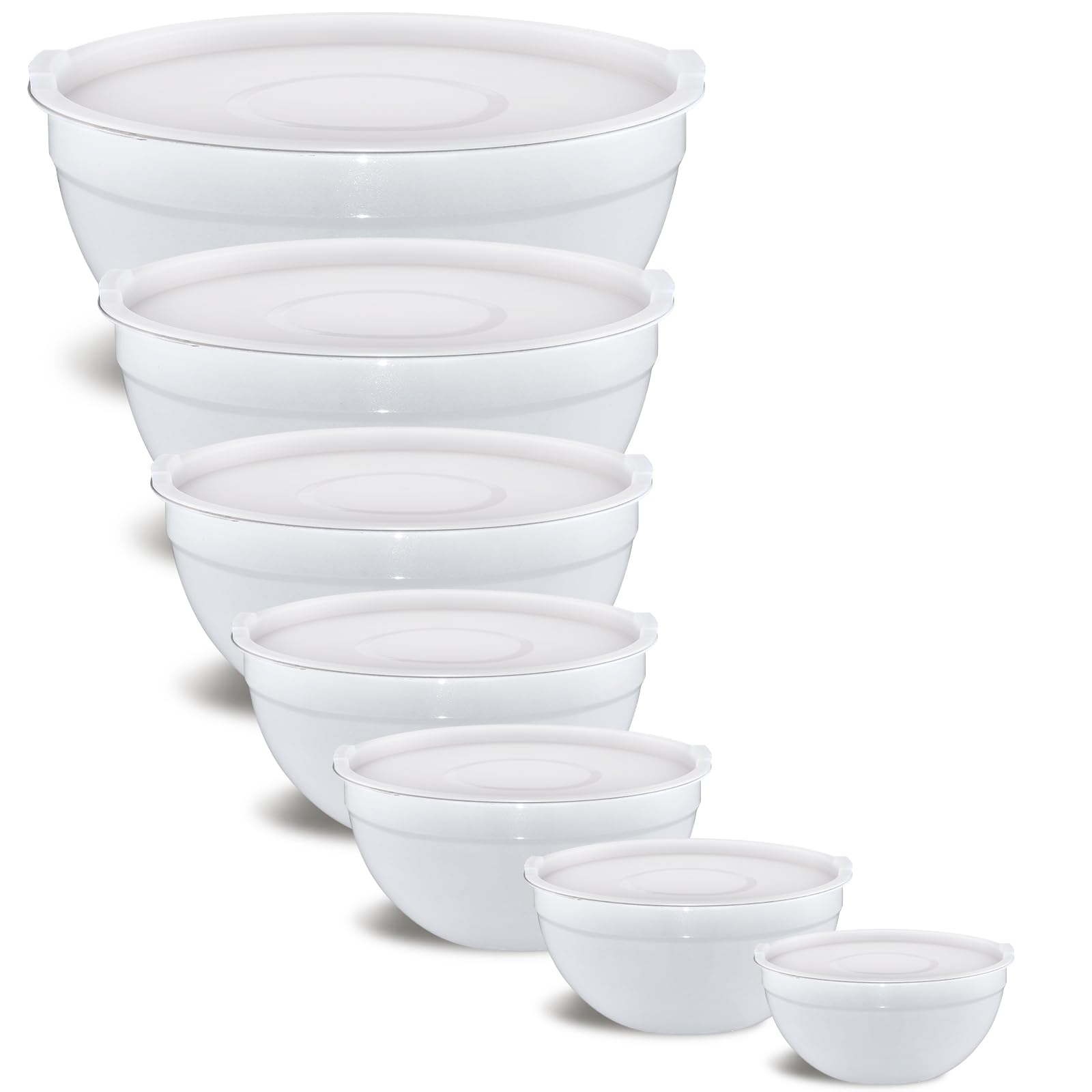 Onlycooker White Mixing Bowls With Airtight Lids,Stainless Steel Bowl,Salad Bowls 7 Piece Colorful Nesting Bowl White