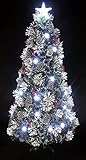 Árbol de Navidad artificial flocado de fibra óptica preiluminado de 4 pies. Ancho inferior 25 9 9. Se incluye soporte de árbol resistente.