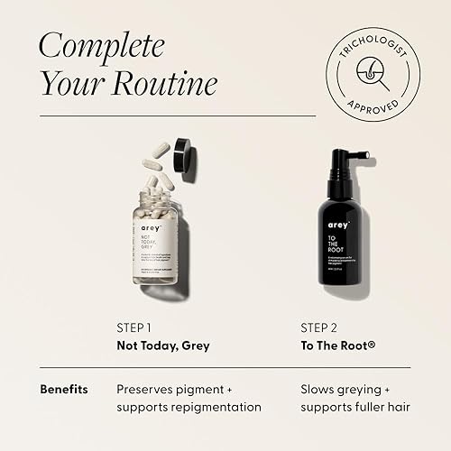 Miniatura 6 de Arey Not Today, Suplemento diario para el cabello gris para mujeres y hombres, retarda el crecimiento y repigmentación del cabello gris en 3-6