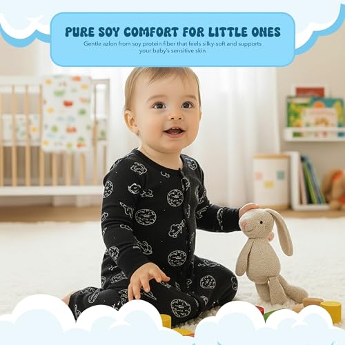 Image of Babysoy Unisex Baby Long Sleeve Gown Sleep Sack, Ultra Soft Nightgown, Newborn Reversible Mittens