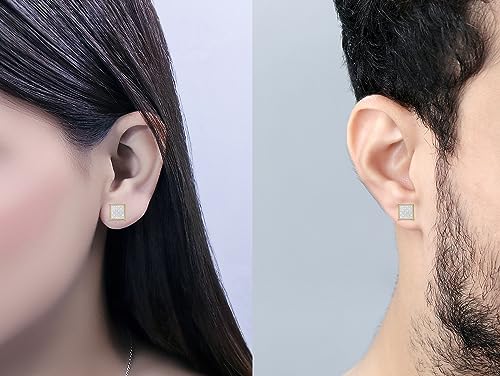 Dazzlingrock Collection 0.10 Carat (ctw) Sterling Silver 18K Yellow Gold Plated Diamond Dice Shaped Earrings 1/10 CT2