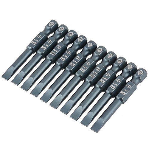 10pcs 50mm Slotted Screwdriver Bits Set Magnetic Flat Head 1/4 Inch Hex Shank Alloy Steel H6.3 * 50*SL5mm