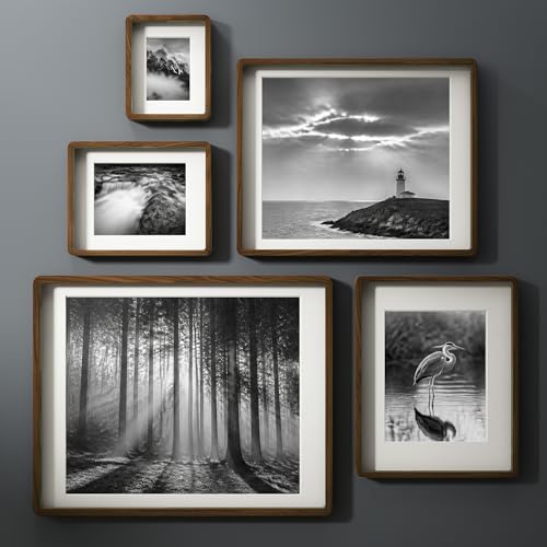 Image of 16x24 Poster Frame, USA-Sourced Natural Walnut Wood Picture Collage Frame with HD Tempered Glass, 16 x 24 Wooden Photo Frame Matted to 12x18, Vertical & Horizontal Wall Hanging Display