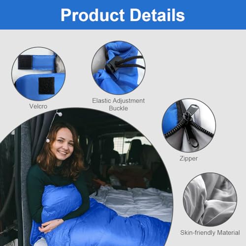 flintronic Sleeping Bag Liner 220 * 90 cm, Portable Camping Sleep Bag with Pillow Slot, Lightweight Travel Sleeping Bag for Camping Picnic Hiking Hostels - Image 4