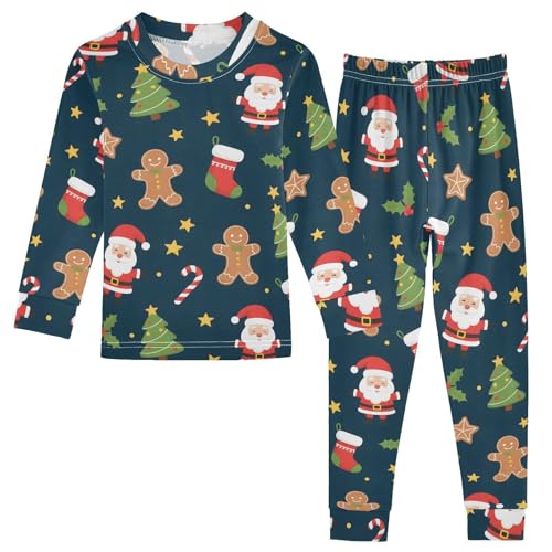 Pajama Sets Long Sleeve Christmas Pattern with Socks Santa Soft Comfy Sleepwear 2 Piece PJS 3-8T