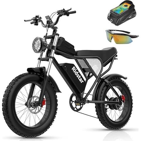 Ridstar Electric Motorcycle for Adults,Peak 3000W 35MPH,52V 40Ah All Terrain E-Bike,20" Fat Tire Mountain Bike UL2849 Cover