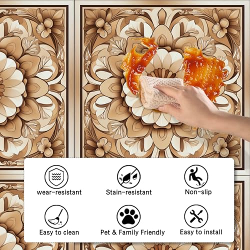 Image of Nuxovilar Peel and Stick Vinyl Floor Tiles, 11.8 inchx11.8 inch