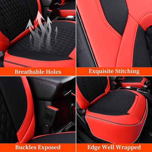 Image of Coverado Seat Covers 4 Door Full Set for Jeep Wrangler, Waterproof Car Seat Covers for Truck Automotive Seat Covers Custom Fit for 2008-2012 Jeep Wrangler JK Seat Covers for Cars(Red)