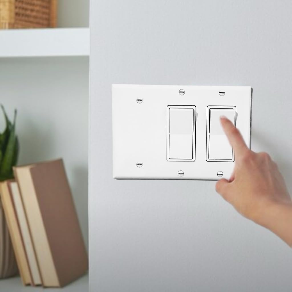 Corla Metal 3-Gang Light Switch Plate White | Conceal & Cover Un-used Switches for Triple Gang Rocker/GFCI Outlet Receptacle (One Blank)