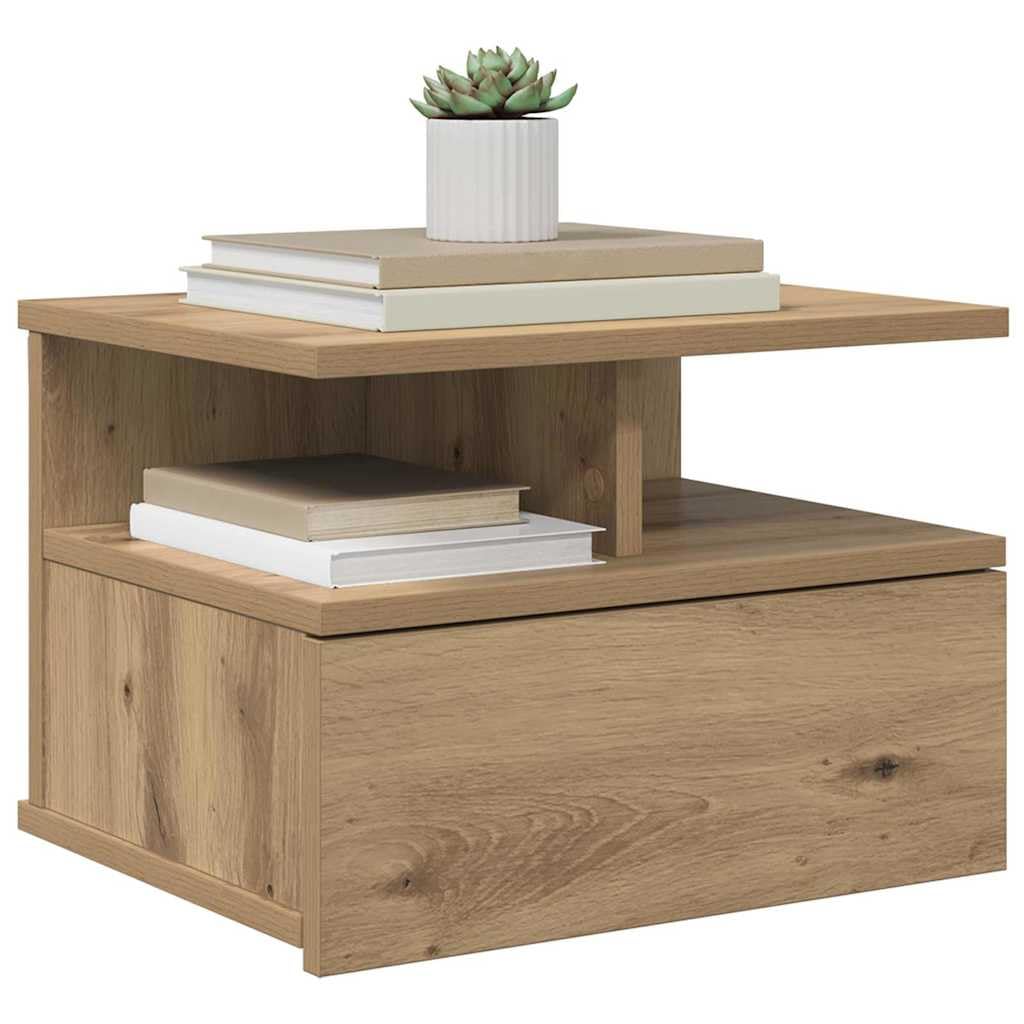 Table de nuit flottante au design élégant effet chêne artisanal | Mobilier de chambre moderne