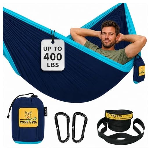 Wise Owl Outfitters Hammock Camping Double & Single with Tree Straps - USA Based Hammocks Brand Gear, Indoor Outdoor Backpacking Survival & Travel, Portable SO NvyBlu