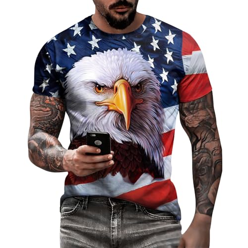 Chemise drapeau américain et aigle pour les barbecues d'été et festivités du 4 juillet en taille XL