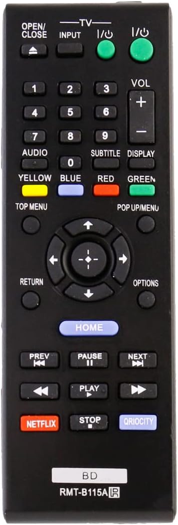 VINABTY Replacement Remote Control Fit for Sony Blu-ray Disc DVD Player BDP-S280 BDP-S380 BDP-S383 BDP-S480 BDP-S483 BDP-S580 Remote RMT-B115A Sub RMT-B109A RMT-B110A RMT-B109P RMT-B109J