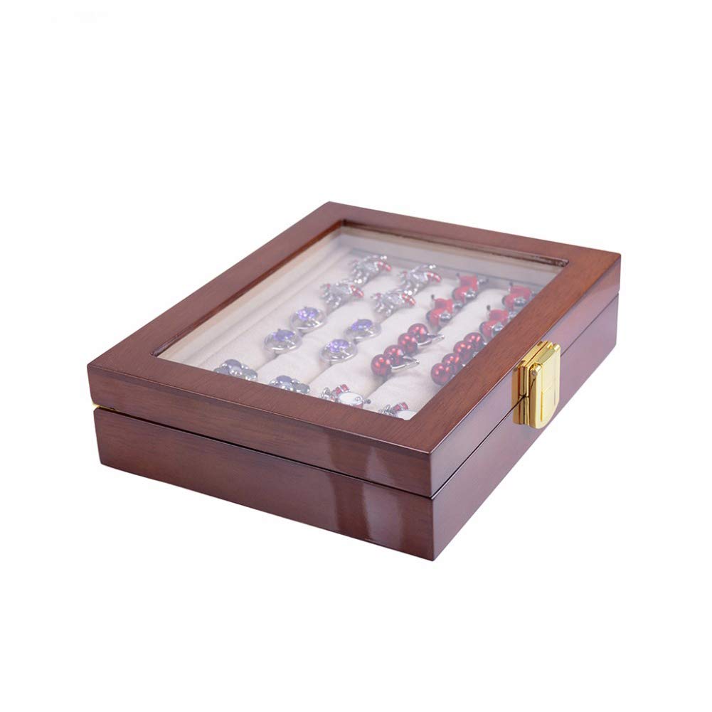 Caja De Gemelos De Vidrio para Hombre, Caja De Exhibición De Colección De Madera Pintada, Almacenamiento De 12 Pares De Capacidad, Caja De Joyería para Anillos，