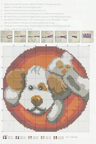 Image of LUBOT 20 inch X 20 inch Dog Latch Hook Kits for Adults Rug Pillow Cover with Printed Canvas Pattern Crochet Kit for Beginners