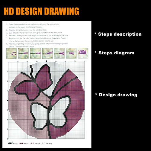 Emistem Latch Hook Kits For Adults - Diy Latch Hook Rug Kits For Kids, Crochet Kit For Beginners, Rug Making Kits With Printed Canvas, Gift Packaging. (Purple Butterfly, 20X20 Inch) #TOP2