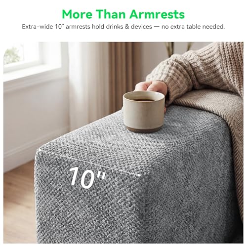 Image of MONVANE 130'' Oversized Boneless Sectional Couches for Living Room, 6-Seat U Shaped Cloud Couch, Modular Sofa with Ottoman & 6 Throw Pillows, Comfy Chenille, No Assembly Required, Light Gray