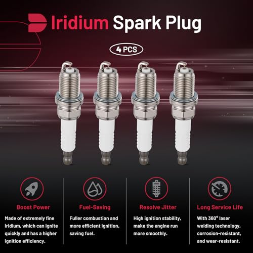 Image of BDFHYK 4114296462 Iridium Spark Plugs Compatible with Chevrolet Cruze 2011 2012 2013 2014 2015 1.8L l4, Set of 4