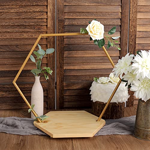 Balsacircle Gold 19 In Geometric Hexagon Wood With Metal Arch Cake Display Stand Wedding Party Events Catering Decorations Supplies #TOP7