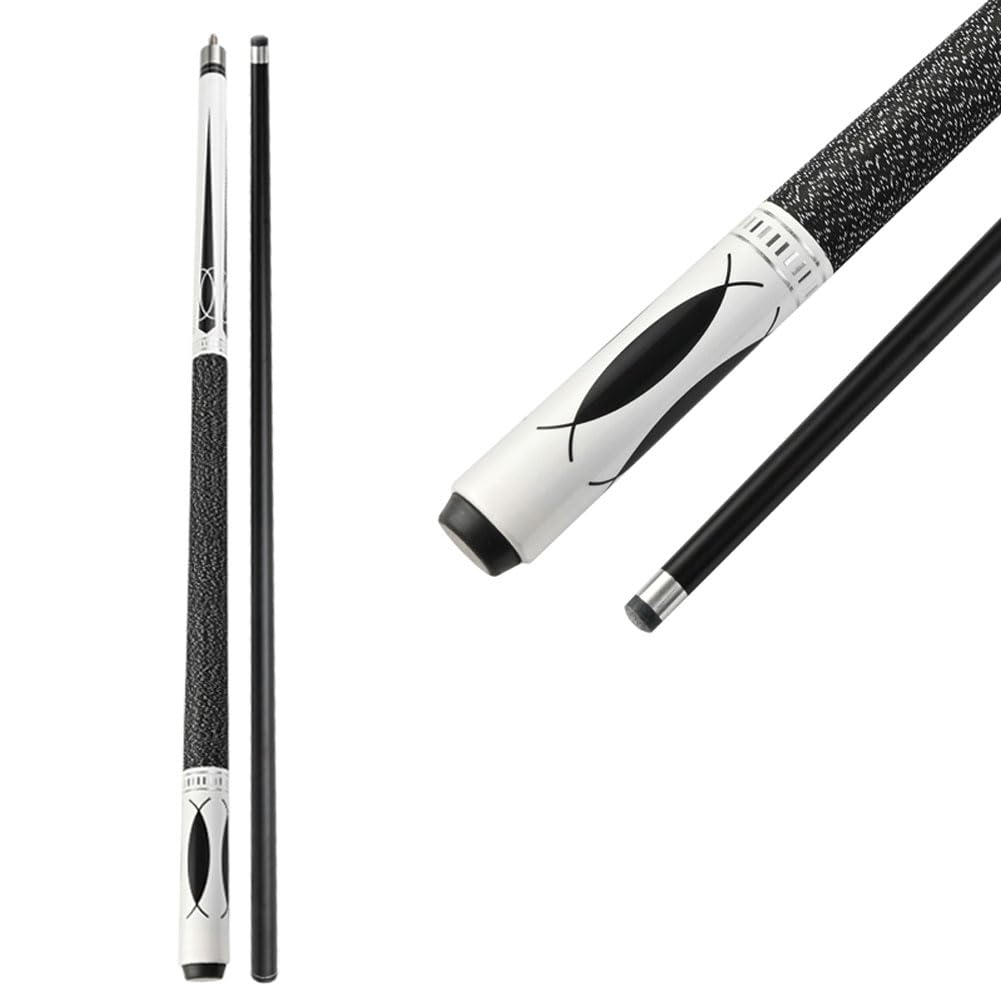 HTDRE Carbon Fiber Pool Cue, 58inch Classic Handmade Maple 1/2 Piece Snooker Cue American Nine Ball 19-20 Oz Billard Cue, Very Nice Grip(Size:11.5mm,Color:white)