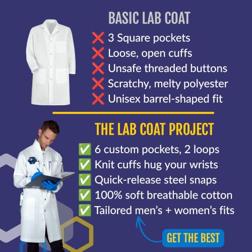 Image of The Lab Coat Project: 100% Cotton Chemistry Men's 6-Pocket Long Cuffs Snaps