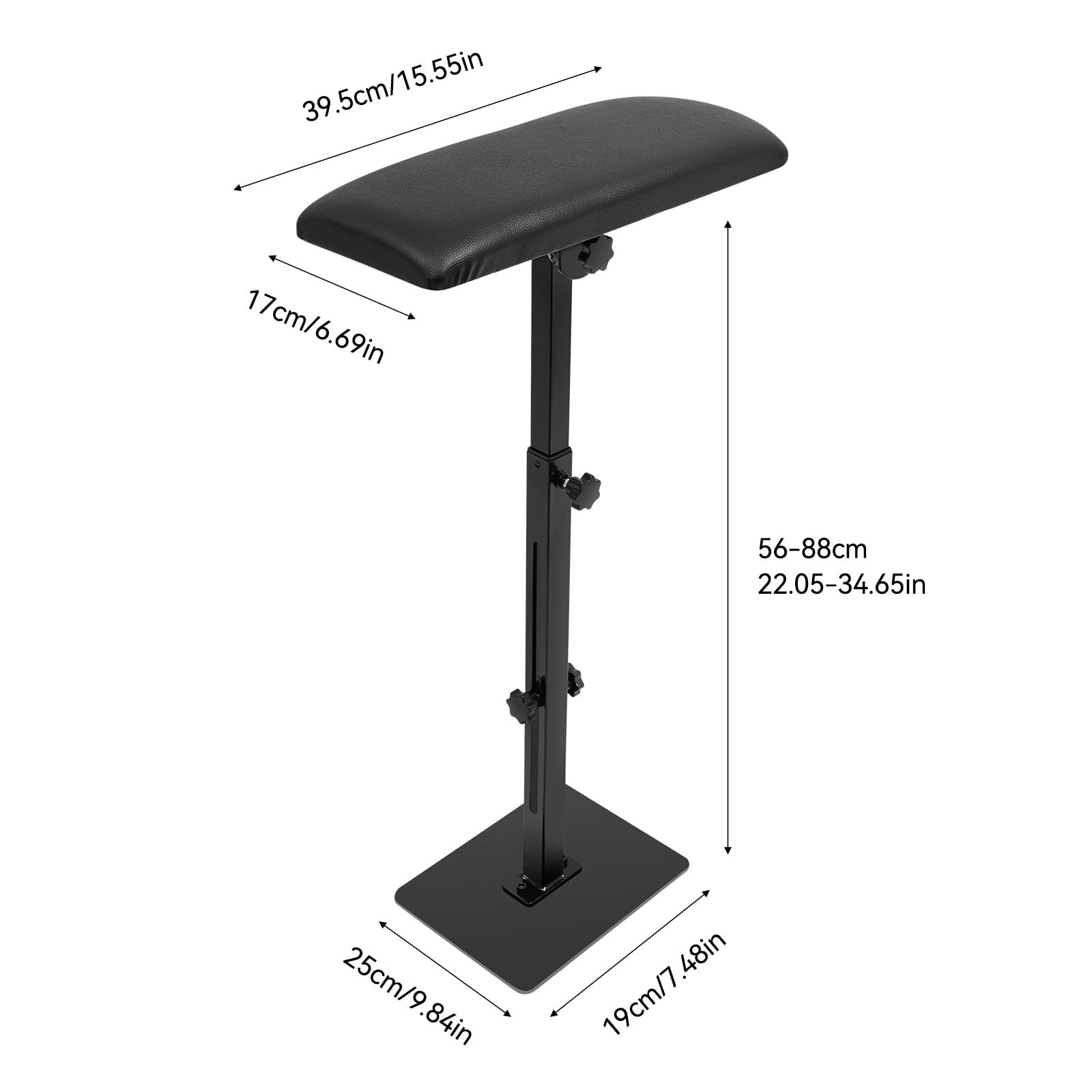 Bracciolo per tatuaggi, portatile, in lega di alluminio, con pannello in poliuretano girevole a 360°, altezza regolabile da 56 a 88 cm, supporto per braccioli e gambe, accessorio per tatuaggi