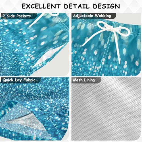 Boccsty Light Cyan Aqua Gradient Glitter Boys Swim Trunks Baby Kids Swimwear Summer Toddler Beach Board Shorts 2T3
