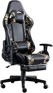 YZT QUEEN Sillas Gaming, Silla Reclinable De Juego De Carreras, Diseño Ergonómico Silla De Juego De Altura Ajustable Silla De Oficina En Casa Camuflaje Color,Without footrest