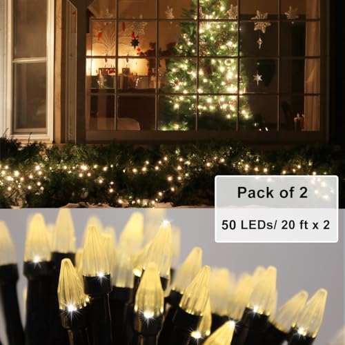 Solhice JJU-258 2 Pack 20Ft Christmas Lights Battery Operated String Lights With Remote Control, 50 Leds Clear Mini Lights Warm White Xmas Tree Lights For Bedroom Indoor Outdoor Decor thumb #5