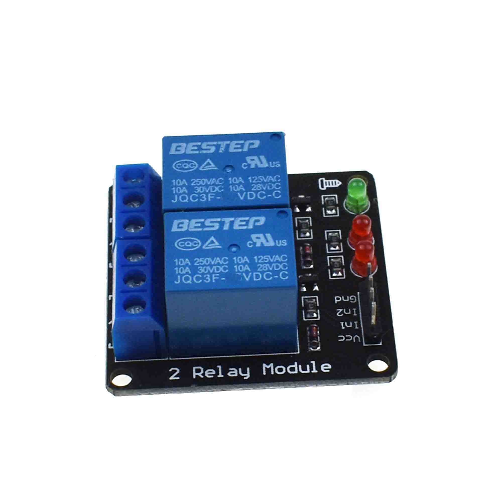 Reland Sun-3V 5V 24V 2 Channel Relay Module with Lamp Low Level Trigger Relay Module (24V)