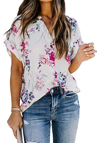 ANCAPELION Damen Sommer Bluse Fashion Tuniken Hemd Kurzarm Shirt Casual...