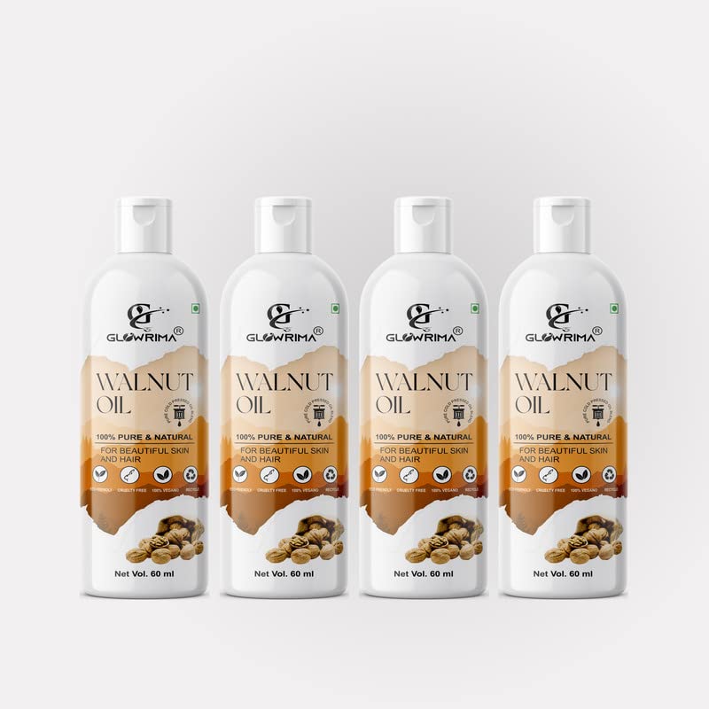 Glowrima 100% Pure & Natural Cold Pressed Walnut Oil For Hair Growth & Skin Care 60ML (Pack Of 4)