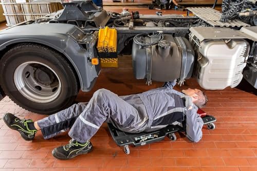 ViGOR Montage-Rollbrett V6973, belastbar bis 150 Kg, gepolstertes Kopfteil, seitliche Ablagefächer für Schrauben oder andere Kleinteile, optimiertes und erleichtertes Arbeiten unter dem KFZ