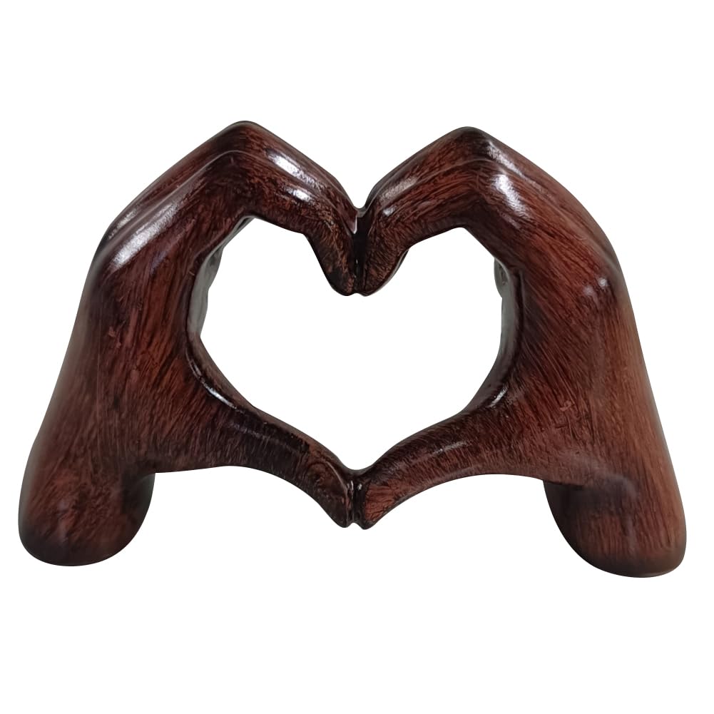 Fiorky Imitation Wood Grain Love Hand Ornament, Hands Loves Gesture Sculpture Aesthetic Modern Statue, Expression of Appreciation &, Wedding Present