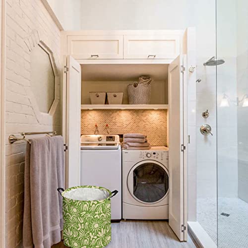 Waterproof Oxford Cloth Laundry Baskets - Foldable Laundry Hamper With Handles Simple Daisy Silhouette Texture Yellow Storage Basket For Bedroom Dorm Laundry 16.5X17 Inch #TOP2