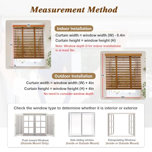 Faux Wood Blinds 2 Inch Cordless, Room Darkening Mini Venetian Horizontal Blinds & Shades for Indoor Windows, Office, Living Room, Bedroom, Multiple Colors