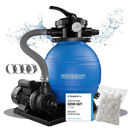 Monzana Sistema De Filtro De Arena 10.200L/H Para Limpieza Piscina + Bolas Filtrantes 700G Depuradora