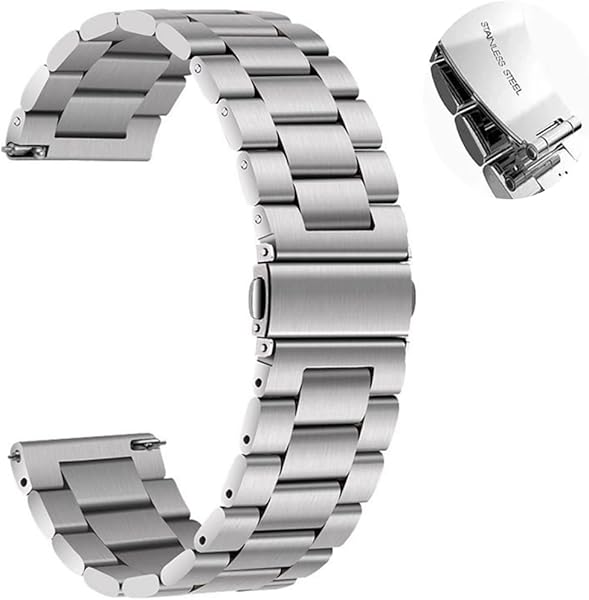 Stainless Steel Watch Band 20mm Quick Release Universal Metal Watchband,Smart Watch Strap Replacement Band for Men Women - 2