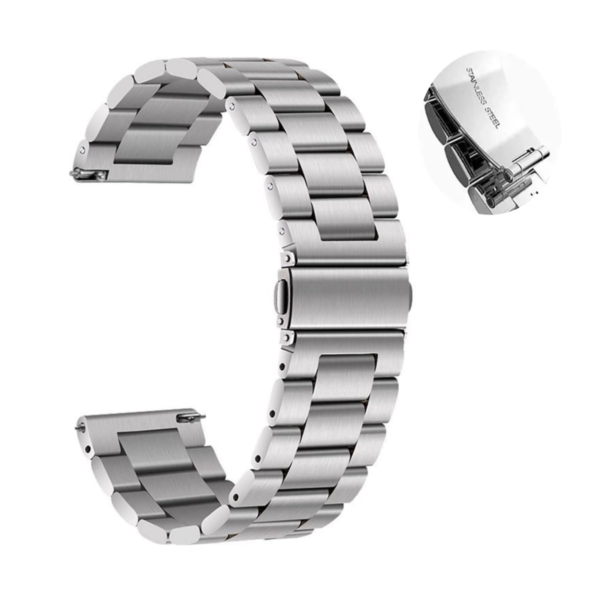 Stainless Steel Watch Band 20mm Quick Release Universal Metal Watchband,Smart Watch Strap Replacement Band for Men Women - 3