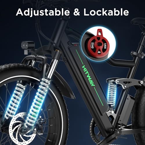 HITWAY E Bike Elektrofahrrad für Erwachsene 26 Zoll 4.0 Fat Tire Ebikes, 48V 15Ah Mountain E-MTB Fahrrad,Pedelec,7 Gang,bis 70-150km – Bild 5